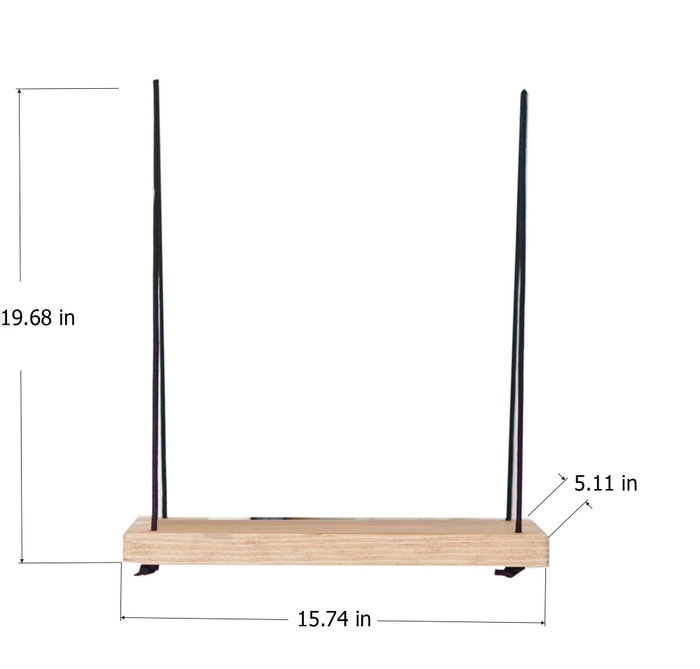 Hanah Home Estantería de Pared de Madera de Abeto en Nogal con Detalles de Cuerda